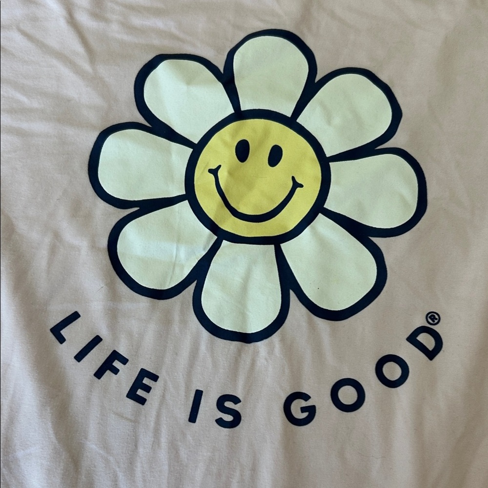 Life Is Good Pink Daisy Tee with Navy Floral Pajama Pants Set - Picture 3 of 7